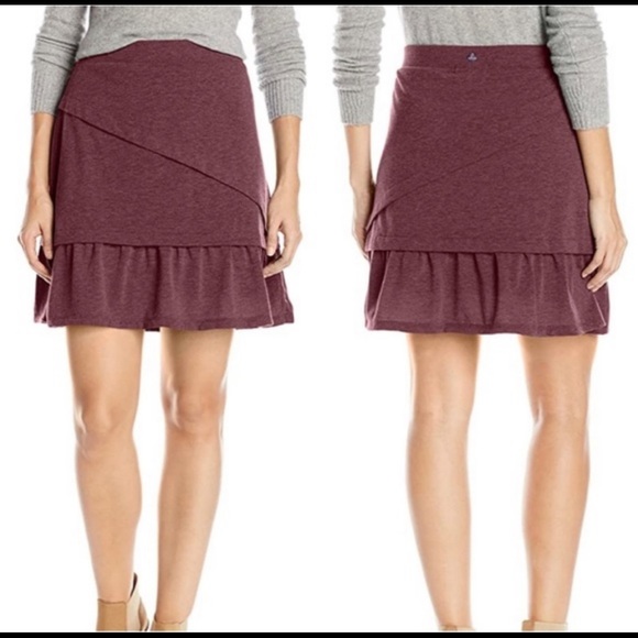 Prana Leah Tiered Layered Plum Skirt Medium